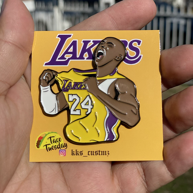 Kobe Bryant in A Dodgers Jersey Enamel Pin 